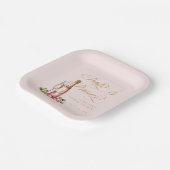 花とプロセッコのフローラルエレガント ブライダルシャワー ペーパープレート (傾斜あり)