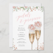 花とプロセッコのフローラル ブラッシュ ブライダル シャワー 招待状 (正面)