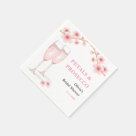 花とプロセッコのブライズシャワー スタンダードカクテルナプキン (角)