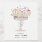 花とプロセッコのブライダルシャワー パーソナライズド ワインラベル (シングルラベル)