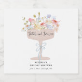 花とプロセッコのブライダルシャワー パーソナライズ スパークリングワインラベル (シングルラベル)