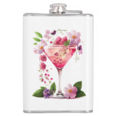 花とプロセッコのブラッシュピンクの花嫁のシャワー フラスク (裏面)