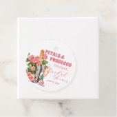 花とプロセッコのボトルとローズの花のブライズシャワー フェイバータグ (インサイチュ)