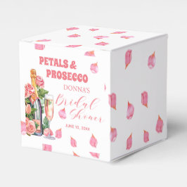 花とプロセッコのボトルとローズの花のブライズシャワー フェイバーボックス