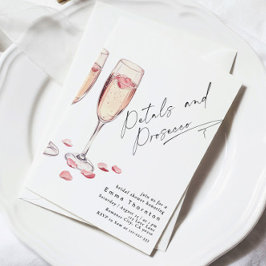 花とプロセッコのミニマルモダン ブライズシャワー 招待状