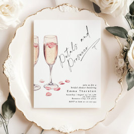 花とプロセッコのミニマルモダン ブライズシャワー 招待状