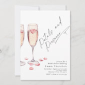 花とプロセッコのミニマルモダン ブライズシャワー 招待状 (正面)
