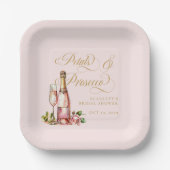 花とプロセッコの優雅なブライダルシャワー ペーパープレート (正面)