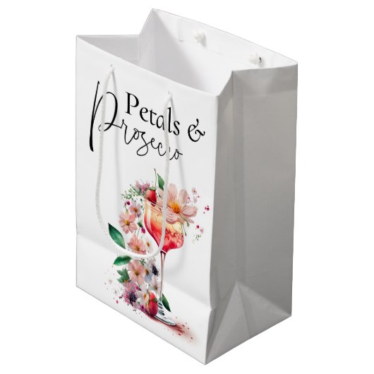 花とプロセッコの花嫁のシャワーブランunch ミディアムペーパーバッグ (正面アングル)