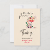 花とプロセッコの花嫁のシャワー・ギフトに感謝 サンキューカード (正面)