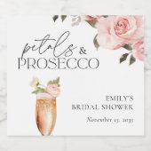 花とプロセッコの花嫁のシャワー スパークリングワインラベル (シングルラベル)