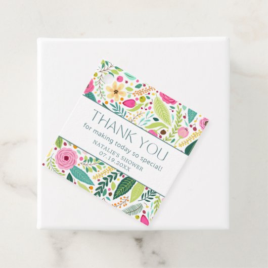 花とプロセッコの花嫁シャワーパーティーギフトタグ フェイバータグ (インサイチュ)