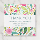 花とプロセッコの花嫁シャワーパーティーギフトタグ フェイバータグ (正面)