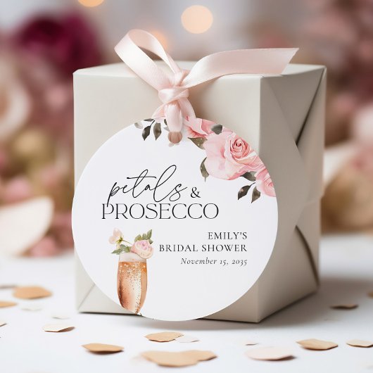 花とプロセッコの花嫁シャワー フェイバータグ