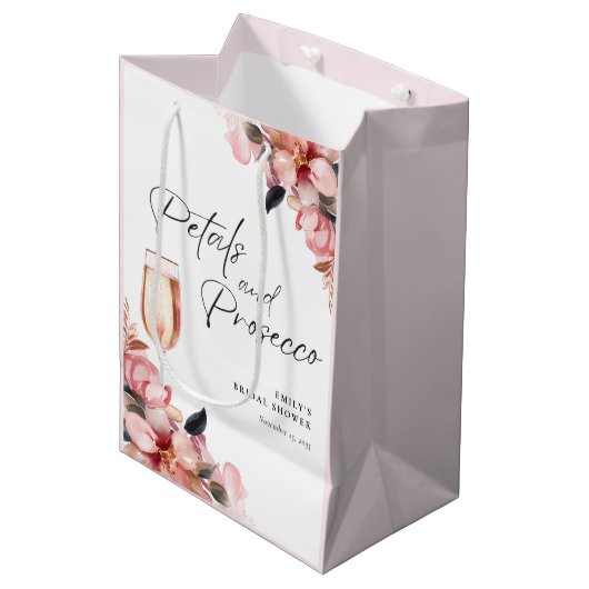花とプロセッコの花嫁シャワー ミディアムペーパーバッグ (正面アングル)