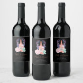 花とプロセッコの華やかな結婚前お茶会 ワインラベル (ボトル)