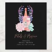 花とプロセッコの華やかな結婚前お茶会 ワインラベル (シングルラベル)