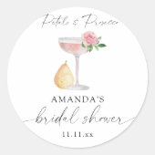 花とプロセッコ - ウェディングシャワー ラウンドシール (正面)