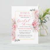 花とプロセッコ ゴールドグリッター ブライダルシャワー 招待状 (スタンド正面)