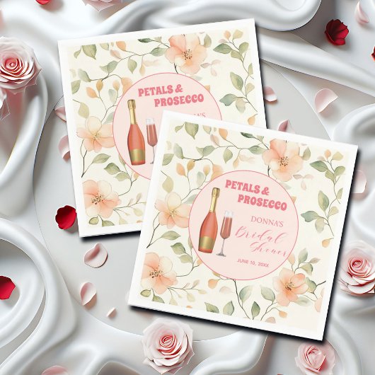 花とプロセッコ ゴールド フローラル ブライダル シャワー スタンダードカクテルナプキン