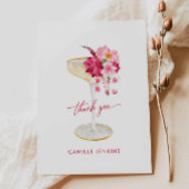 花とプロセッコ ピンクのブライダルシャワー サンキューカード