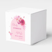 花とプロセッコ ピンク フラワーブライダルシャワー フェイバーボックス (正面サイド)