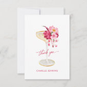 花とプロセッコ ピンク ブライダルシャワー サンキューカード (正面)