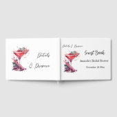 花とプロセッコ ピンク ブラッシュ フラワーブライダルシャワー ゲストブック (全面)