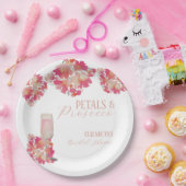 花とプロセッコ ブライダルシャワー フラワル ピンク ペーパープレート (パーティー)