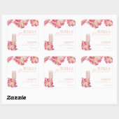 花とプロセッコ ブライダルシャワー フローラル ピンク スクエアシール (シート)