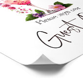 花とプロセッコ ブラッシュピンク ウェディングシャワー ゲスト ポスター (角)