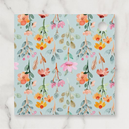 花とプロセッコ ブルー フラワーブライダルシャワー フェイバータグ (裏面)