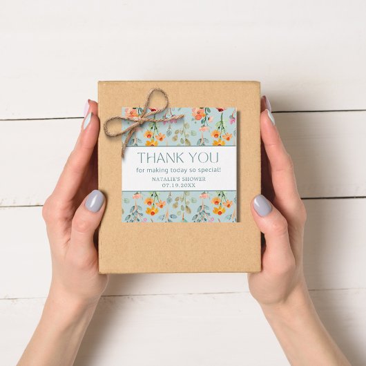 花とプロセッコ ブルー フラワーブライダルシャワー フェイバータグ