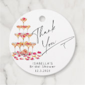 花とプロセッコ　ホットピンクのブライダル　サンキューラベル フェイバータグ (正面)