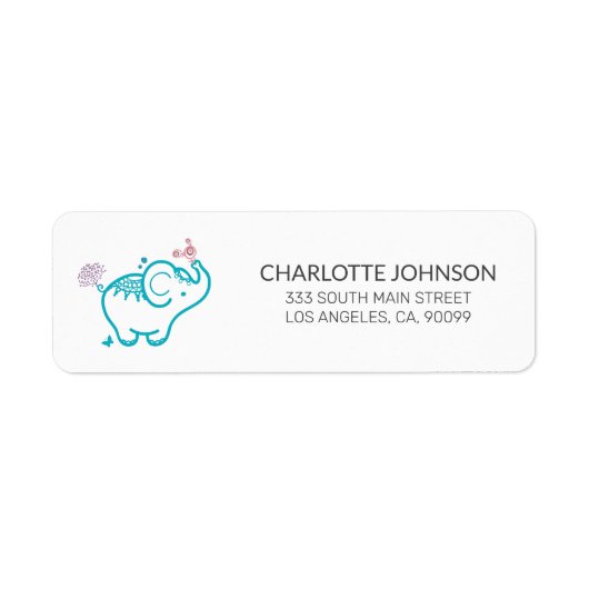 花とベビー象ラベル ラベル (正面)