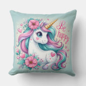 花とベビー unicorn（女性と女の子向け） クッション (正面)