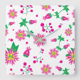 花とベリー スクエア壁時計