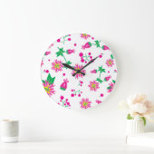 花とベリー ラージ壁時計 (ホーム)