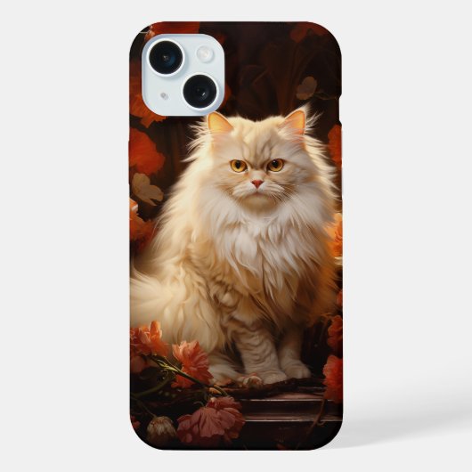 花とペルシャ猫 iPhoneケース (裏面)