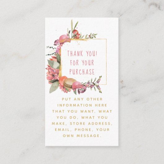 花とマカロンの金ゴールド 縁ど エンクロージャーカード (正面)