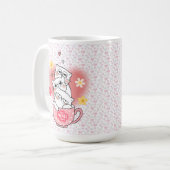 花とマグカップを使った3匹の猫 コーヒーマグカップ (正面左)