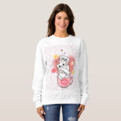 花とマグカップを使った3匹の猫 スウェットシャツ (正面フル)