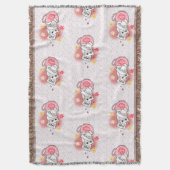 花とマグカップを使った3匹の猫 スローブランケット (正面縦)