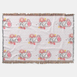 花とマグカップを使った3匹の猫 スローブランケット