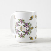 花とミツバチを持つマグカップは庭師に最適 コーヒーマグカップ (正面左)
