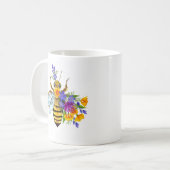 花とミツバチ コーヒーマグカップ (正面左)