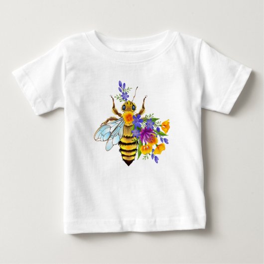 花とミツバチ ベビーTシャツ (正面)