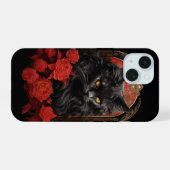 花とメインクーン iPhone 15ケース (裏面横)
