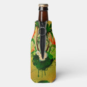 花とヤシの木を持つ熱帯デザイン ボトルクーラー (ボトル裏面)