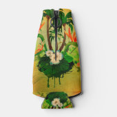 花とヤシの木を持つ熱帯デザイン ボトルクーラー (裏面)